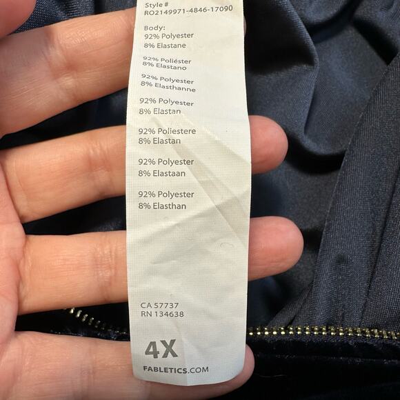 Fabletics Velour Zip-Up Wide Leg One Piece Jumpsuit Blue 4X - Picture 13 of 15